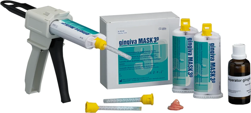 Packung 2 x 50 ml Doppelkartusche rosa, 12 Mixing Tips gelb