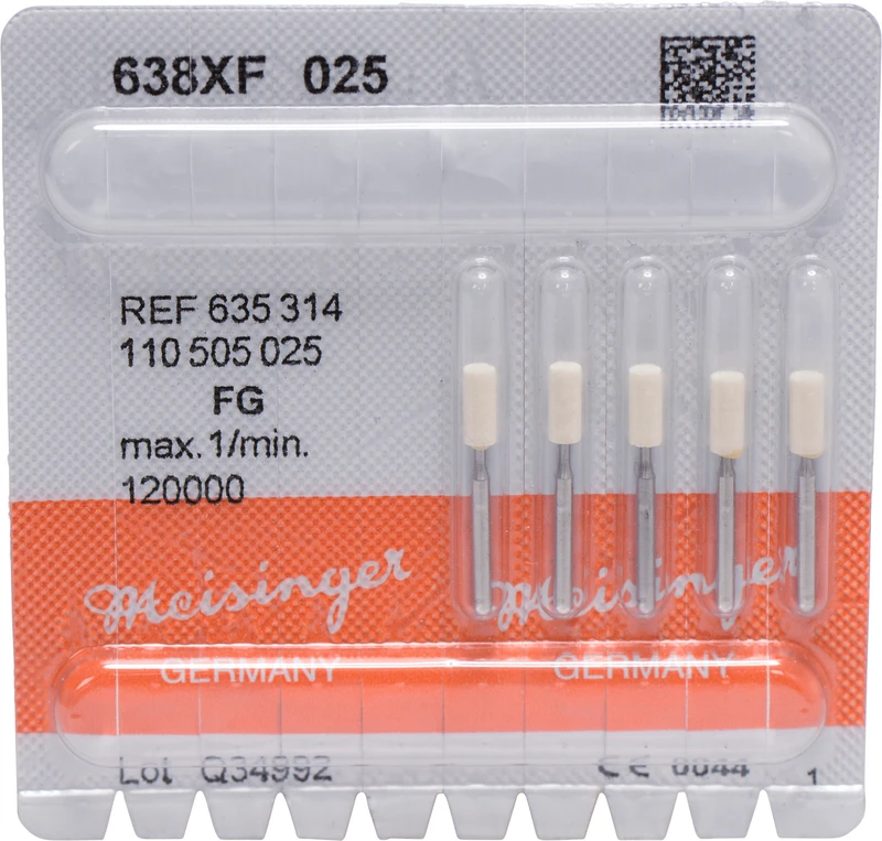 82778 - Keramische Schleifer 638 - Packung 5 Stück weiß extra fein, FG, Figur 110, 6 mm, ISO 025