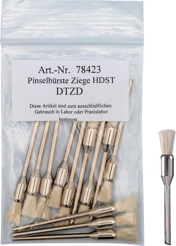 78423 - Pinselbürste, Handstück - Packung 12 Bürsten Ziegenhaar weiß