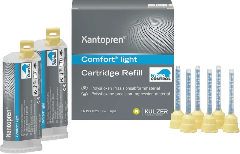 Normalpackung 2 x 50 ml Doppelkartusche light blau, 12 Mixing Tips