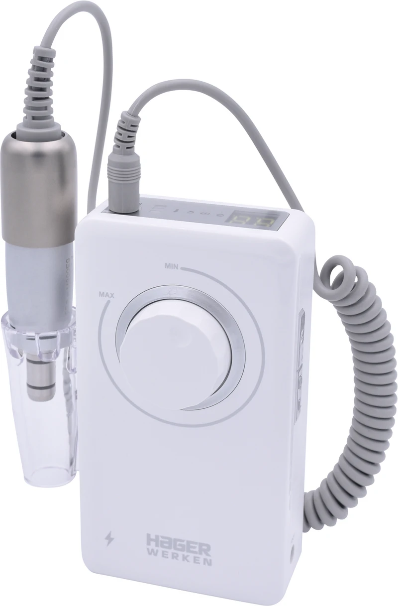 Stück inklusive Ladegerät, Handstück-Ablage, Fußschalter, Steuerbox mit Clip Stück inklusive Ladegerät, Handstück-Ablage, Fußschalter, Steuerbox mit Clip