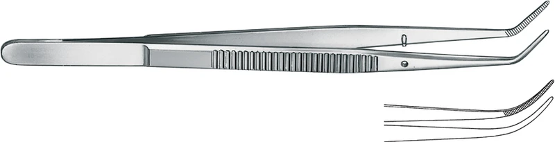 33009 - Zahnpinzetten nach London-College - Stück 15 cm, gewinkelt, Figur 1