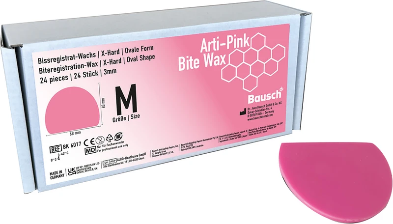 221541 - Arti-Pink Bite Wax - Packung 24 Stück Größe M, 68 x 60 x 3 mm, rosa