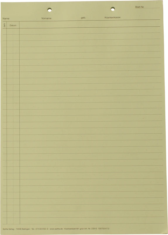 Stück 100 Blatt grün, kopfgelocht, A5 Stück 100 Blatt grün, kopfgelocht, A5