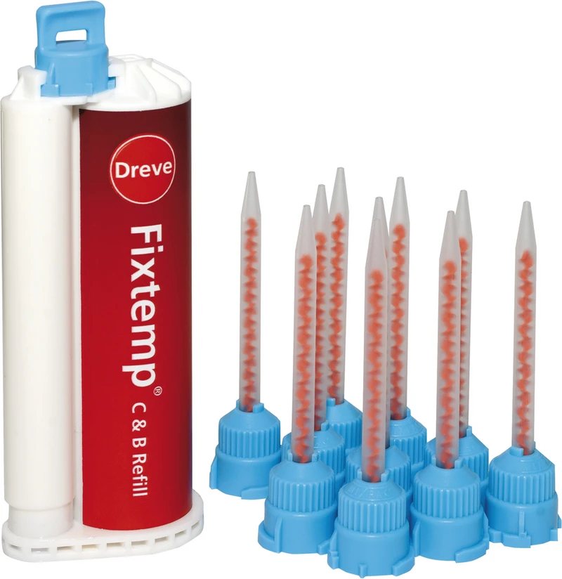 Packung 5 x 50 ml Doppelkartusche A2, 10 Mischkanülen hellblau
