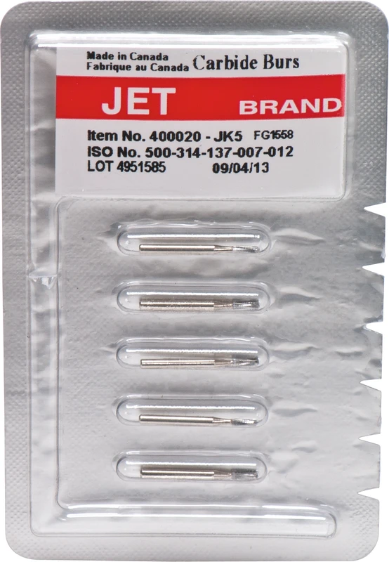 86096 - HM Bohrer FG 1558 - Packung 5 Stück gerades, rundes Ende, Querhiebfissur, FG, 3,7 mm, ISO 012