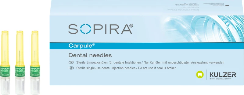 101309 - SOPIRA® Carpule® Kanülen - Refill Packung 100 Stück für 30G, 16 mm, langer Anschliff, grün, Typ Injektion Periapikalisch