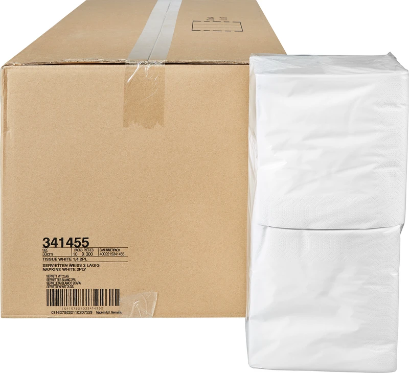 Karton 10 x 300 Stück weiß, 33 x 33 cm, 2-lagig