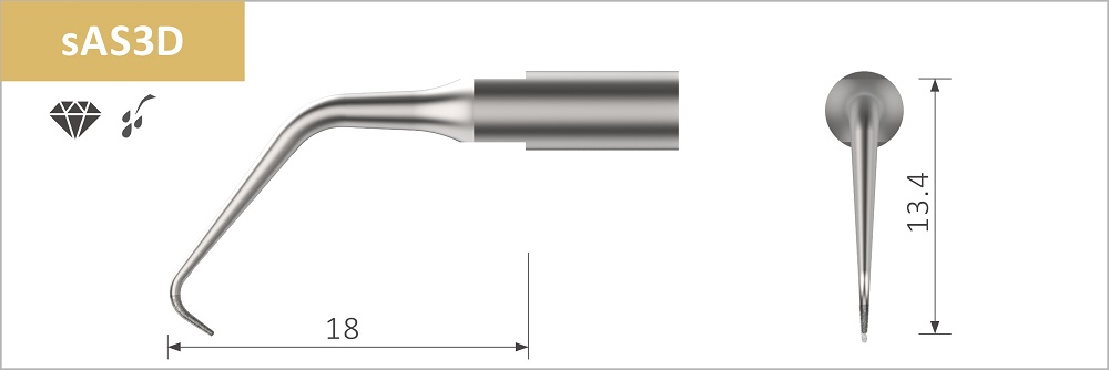  Stück, sAS3D Retro-Chirurgie-Spitze rechts. 