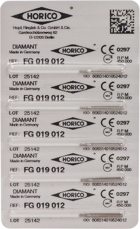 41101 - Diamantschleifer 019 - Packung 5 Stück FG, Figur 019, 3 mm, ISO 012
