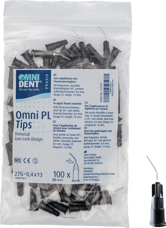 Beutel 100 Stück L 13 mm, Ø 0,4 mm, 30°, G27