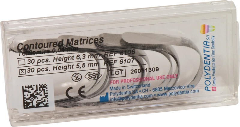 Packung 30 Stück Höhe 5,5 mm, Stärke 0,04 mm, Prämolar Packung 30 Stück Höhe 5,5 mm, Stärke 0,04 mm, Prämolar